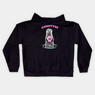 Donotter, Otter eat sweet pink donut, adorable animals and cute donuts Kids Hoodie